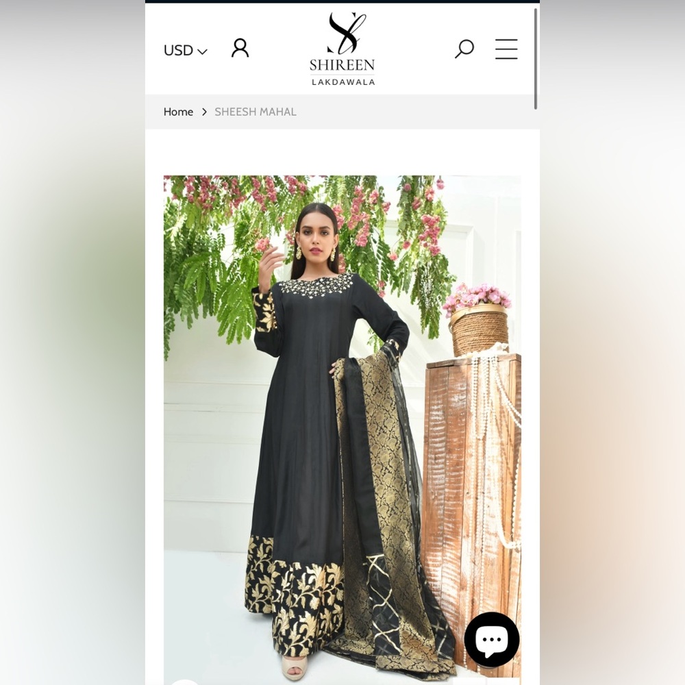 Pakistani designer Shireen Lakdawala anarkali silk evening dress